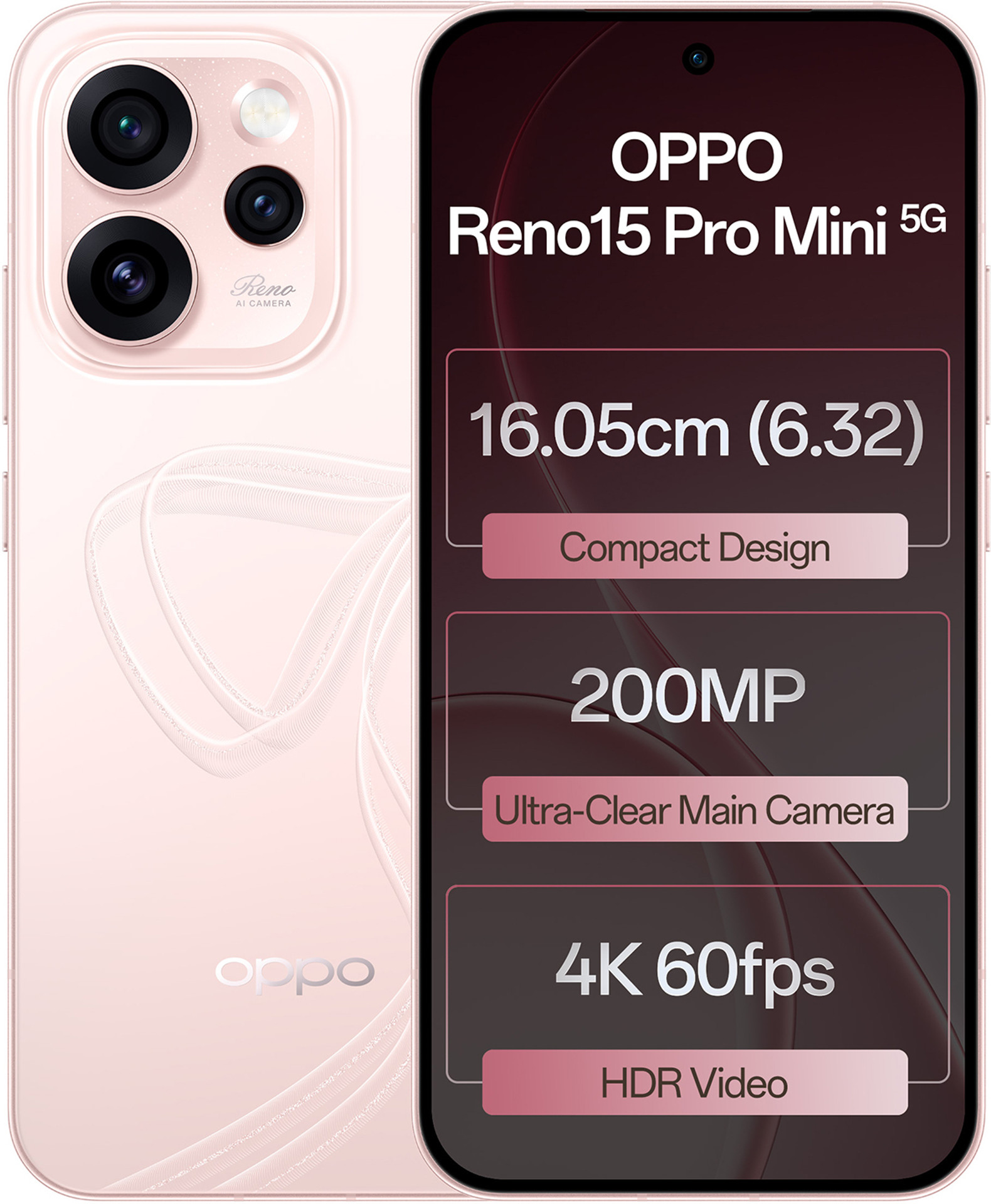 OPPO Reno15 Pro Mini 5G(12GB+256GB, Crystal Pink)