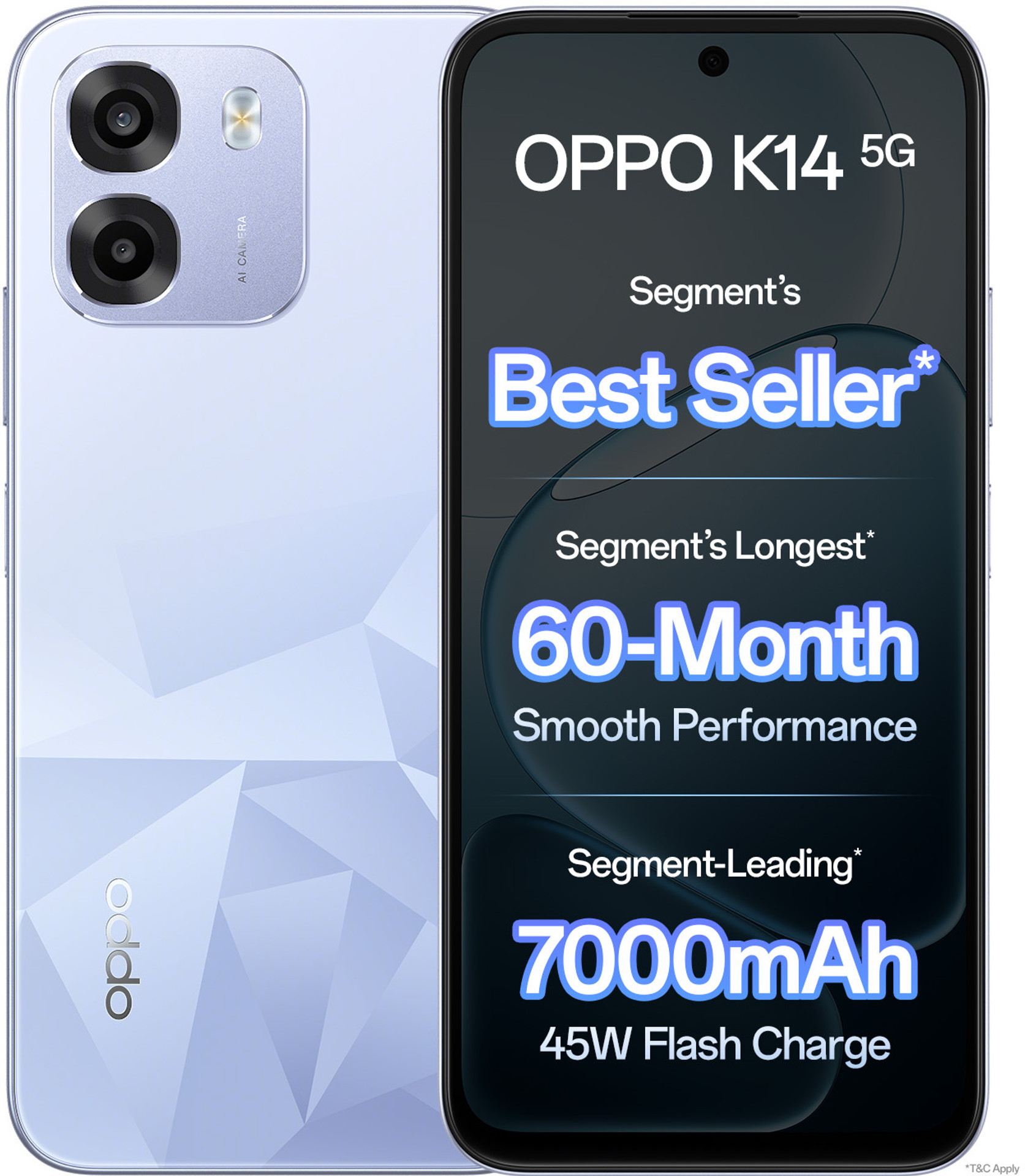 OPPO K14 5G(6GB+128GB, Icy Blue)