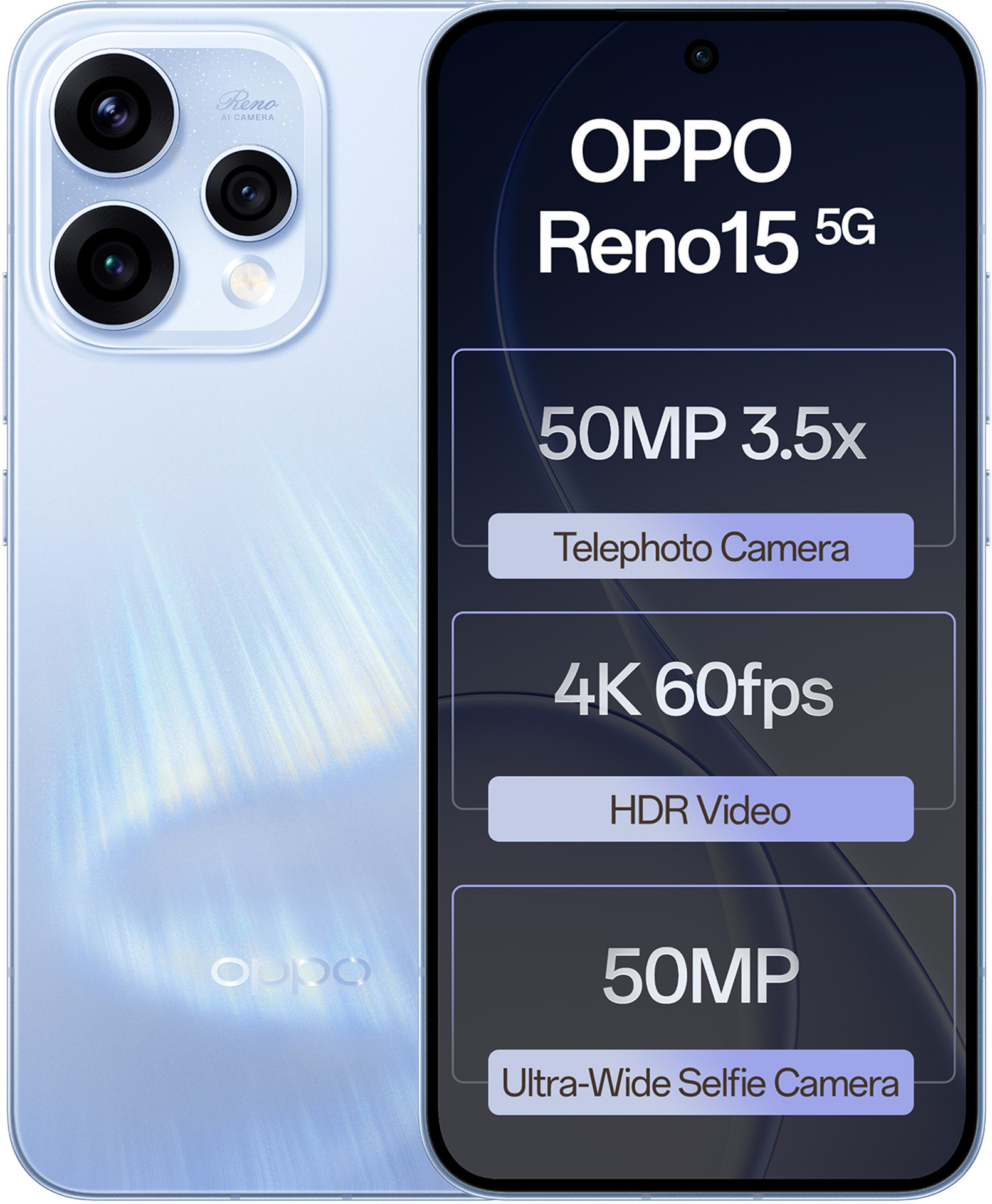 OPPO Reno15 5G(8GB+256GB, Aurora Blue)