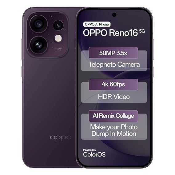 OPPO Reno16 5G (12GB+256GB, Twilight Violet)
