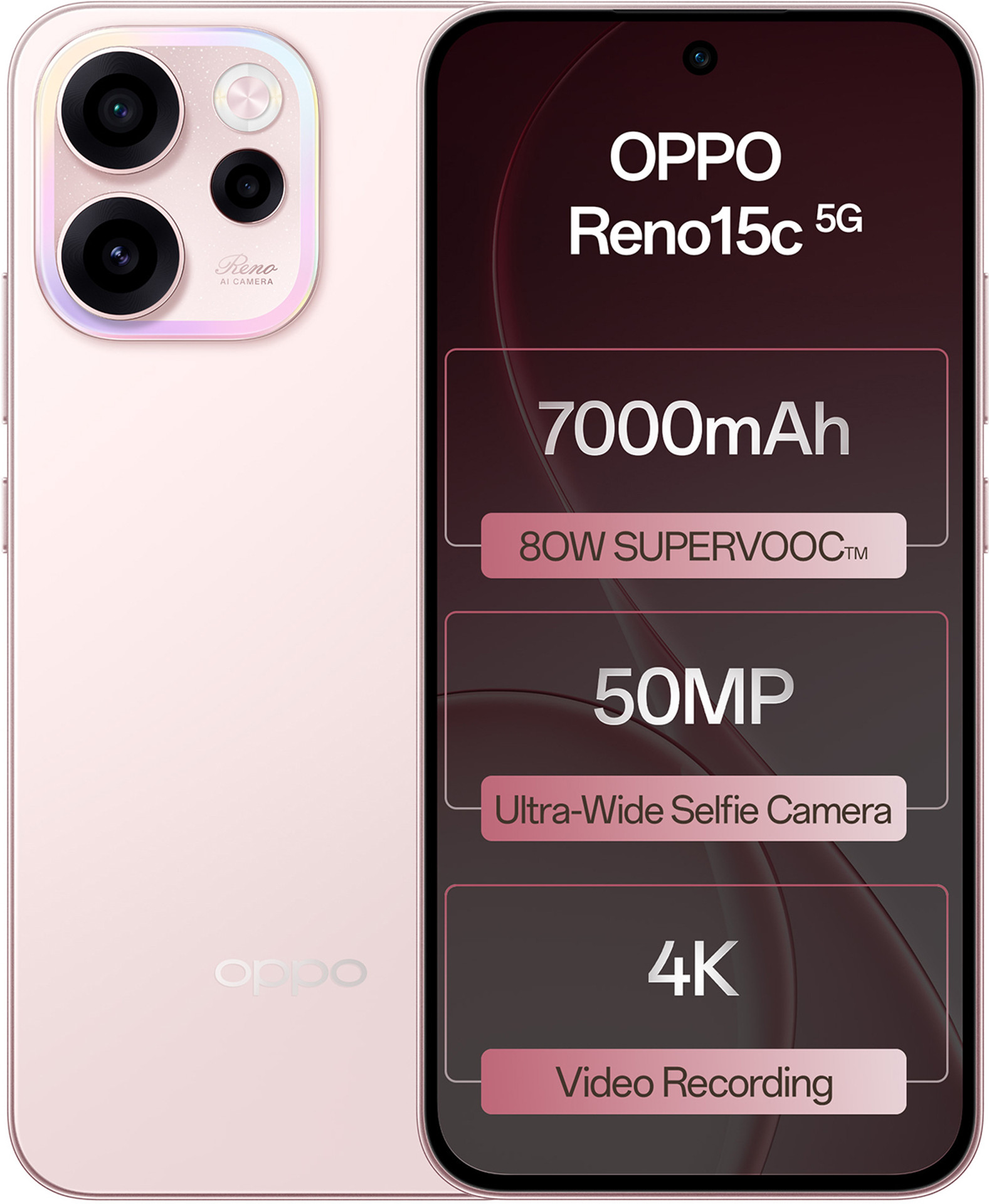 OPPO Reno15c 5G(12GB+256GB, Afterglow Pink)