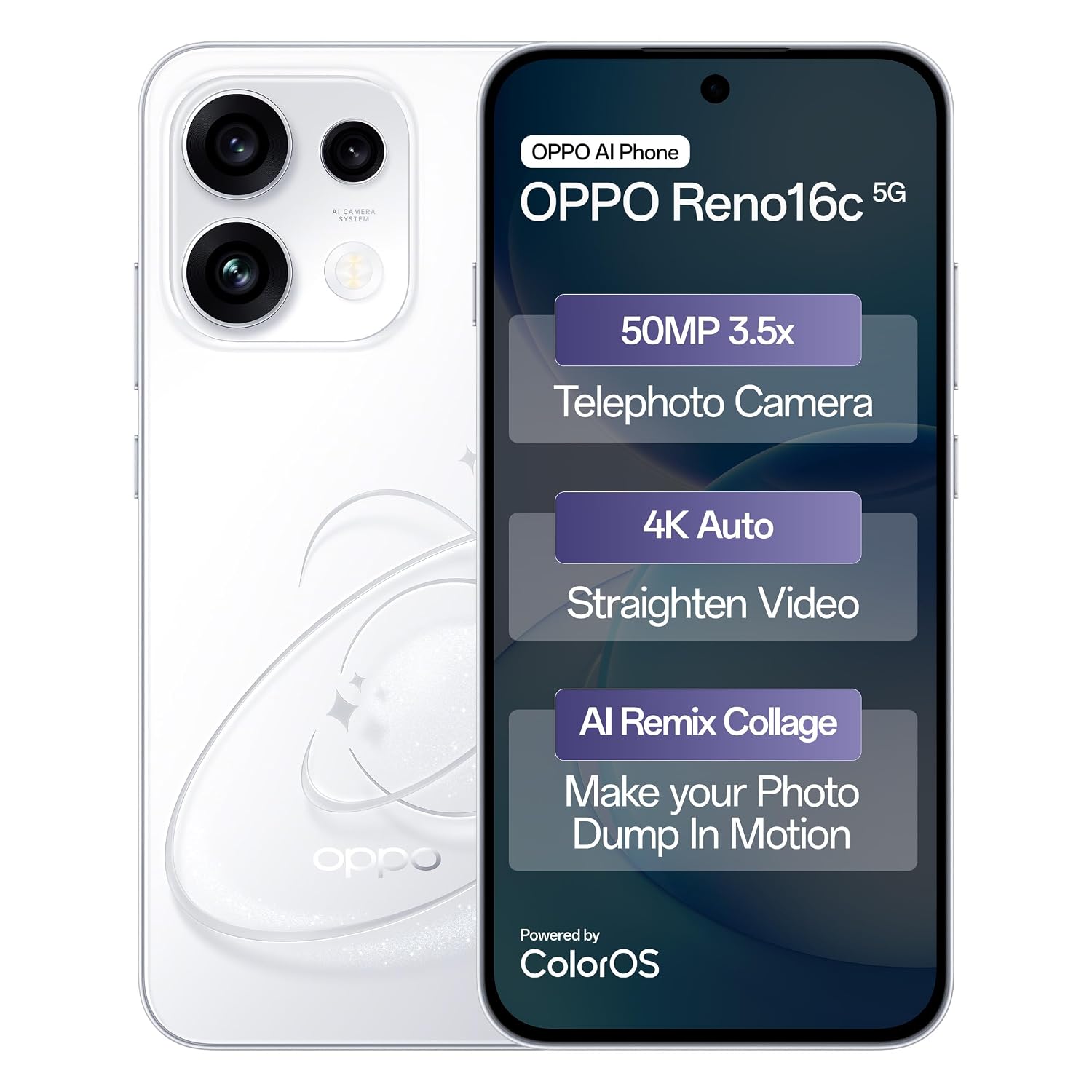 OPPO Reno16c 5G (12GB+256GB, Starry White)