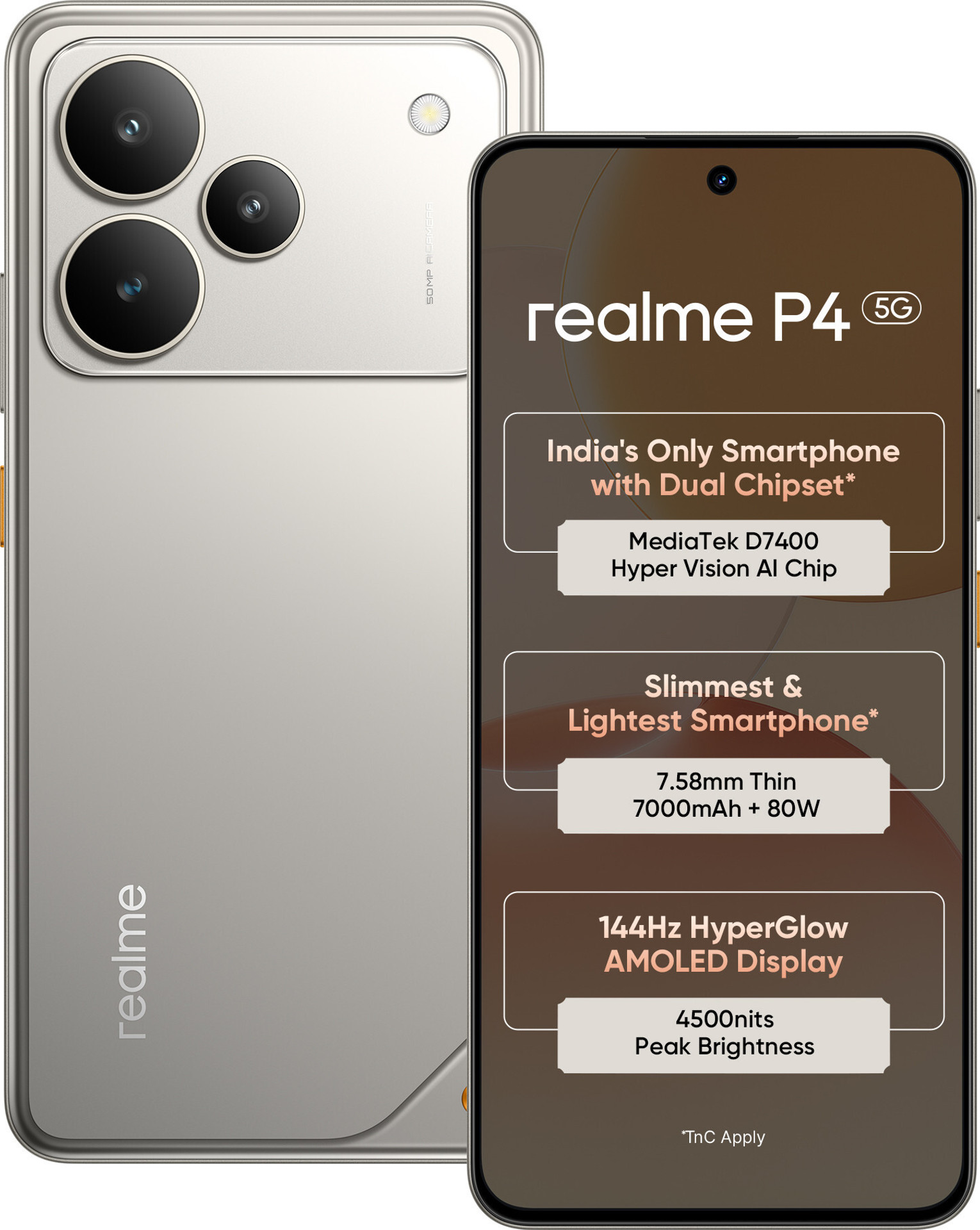 Realme P4 5G(8GB+256GB, Steel Grey)
