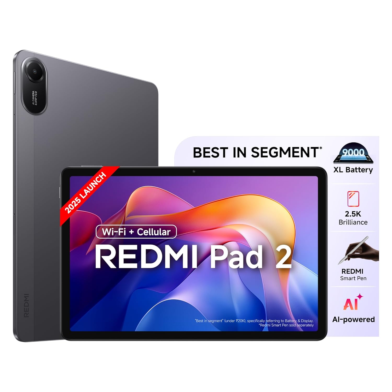 Redmi Pad 2 (8GB+256GB, Wi-Fi+Cellular, Graphite Grey)