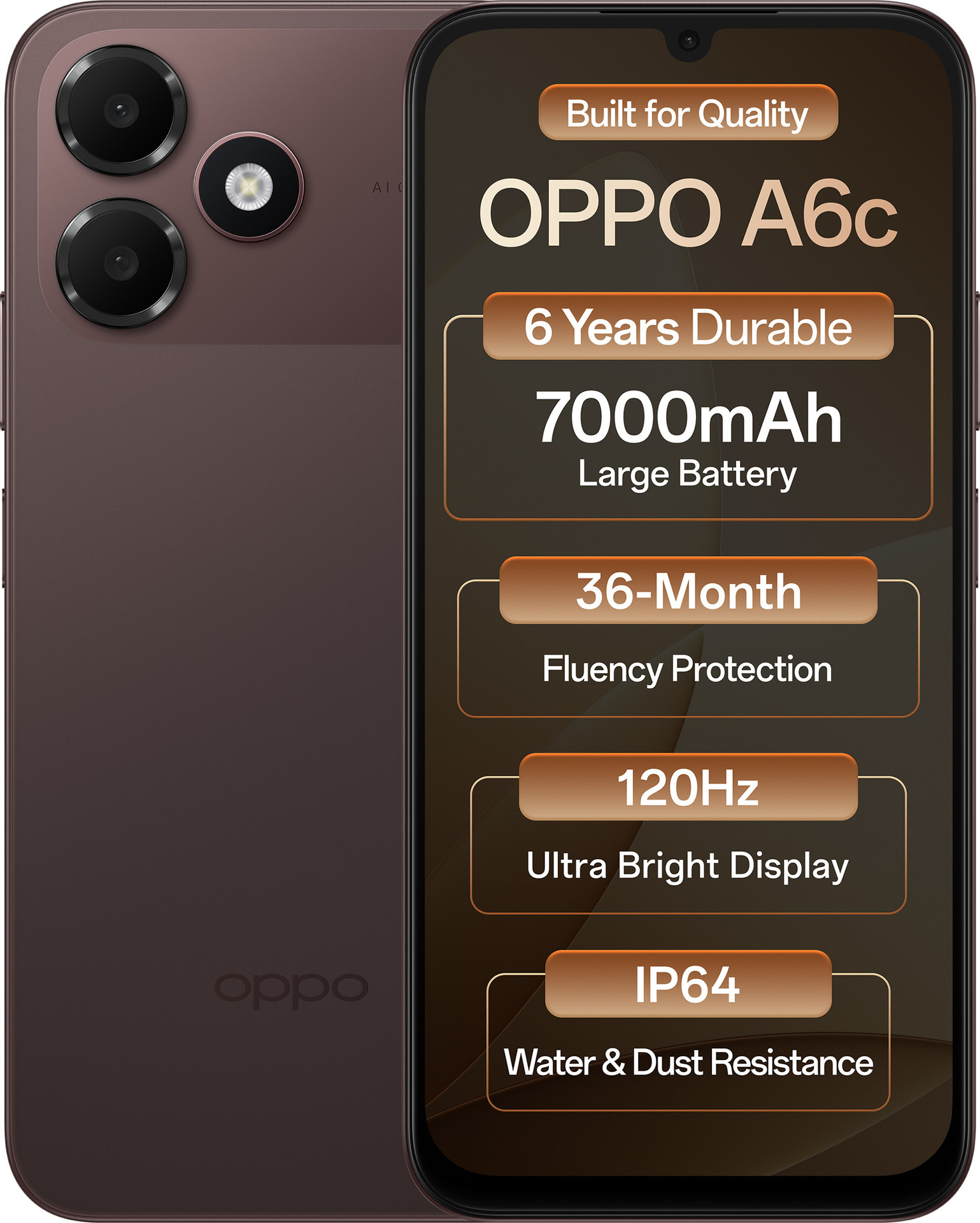 OPPO A6c 4G(4GB+128GB, Stone Brown)